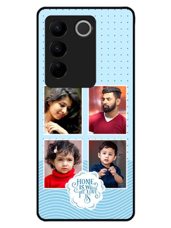Custom Vivo V27 Custom Glass Phone Case - Cute love quote with 4 pic upload Design