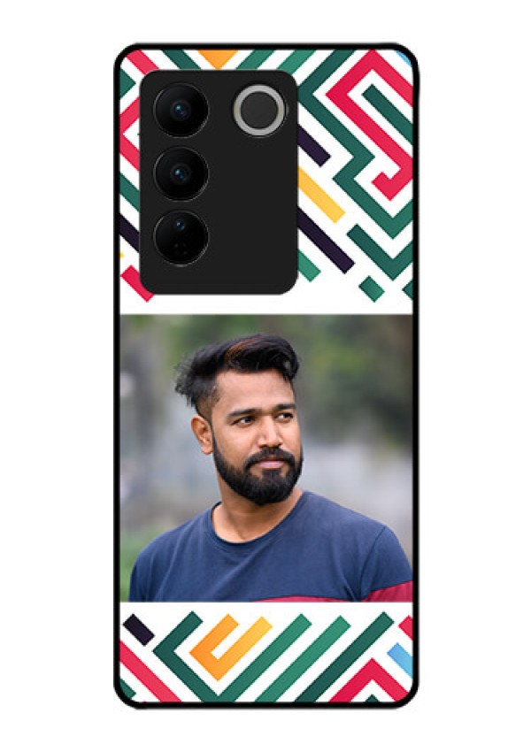 Vivo V27 Personalized Glass Phone Case - Colorful Maze Pattern Design