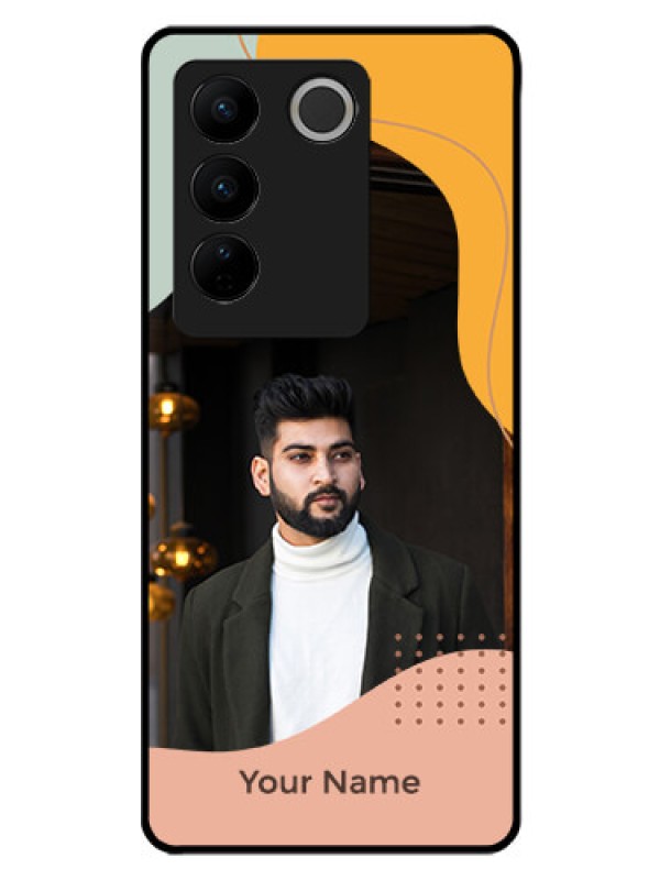 Custom Vivo V27 Personalized Glass Phone Case - Tri-coloured overlay design