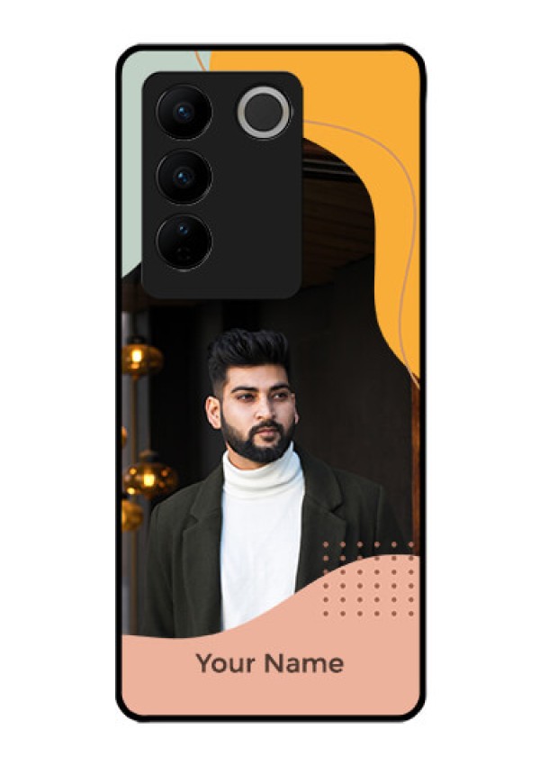Vivo V27 Personalized Glass Phone Case - Tri-coloured overlay design