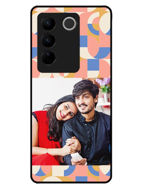 Custom Vivo V27 Photo Printing on Glass Case - Semi-circle Maze Pattern Design