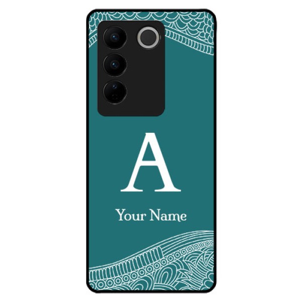 Vivo V27 Personalized Glass Phone Case - line art pattern with custom name Design Vivo V27 Personalized Glass Phone Case - line art pattern with custom name Design