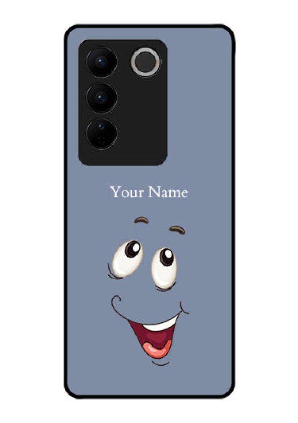 Vivo V27 Photo Printing on Glass Case - Laughing Cartoon Face Design