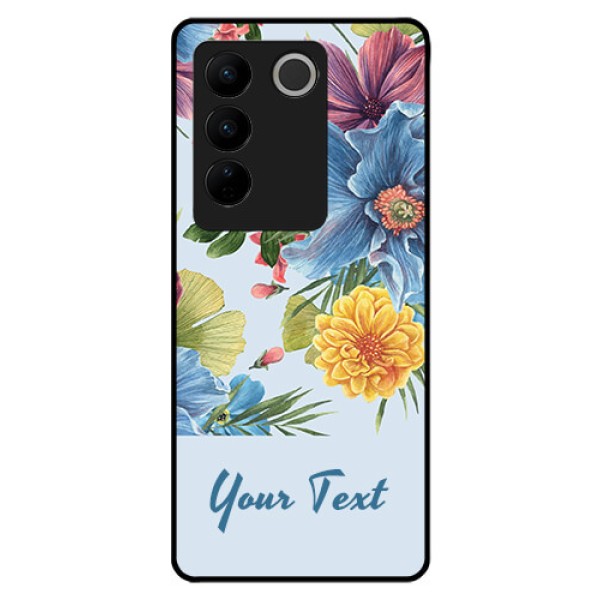 Vivo V27 Custom Glass Mobile Case - Stunning Watercolored Flowers Painting Design Vivo V27 Custom Glass Mobile Case - Stunning Watercolored Flowers Painting Design