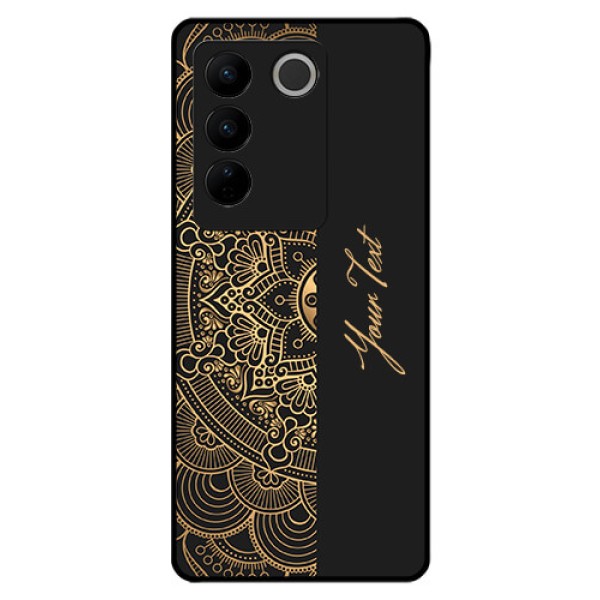 Vivo V27 Photo Printing on Glass Case - Mandala art with custom text Design