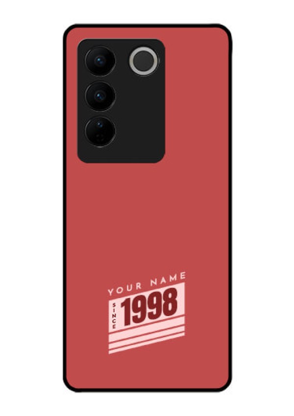 Vivo V27 Custom Glass Phone Case - Red custom year of birth Design