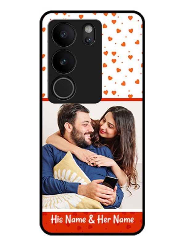 Custom Vivo V29 5G Custom Glass Phone Case - Orange Love Symbol Design