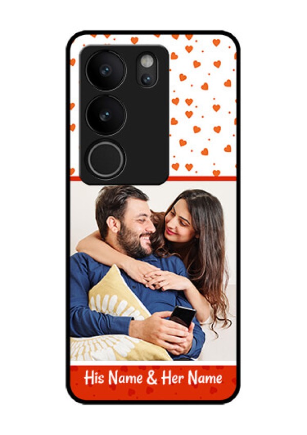 Vivo V29 5G Custom Glass Phone Case - Orange Love Symbol Design