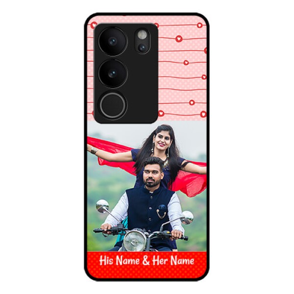 Vivo V29 5G Custom Glass Phone Case - Red Pattern Case Design
