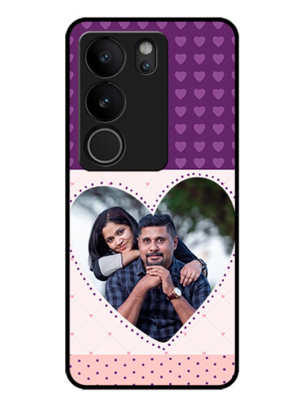 Custom Vivo V29 5G Custom Glass Phone Case - Violet Love Dots Design