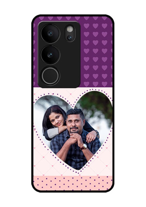 Vivo V29 5G Custom Glass Phone Case - Violet Love Dots Design