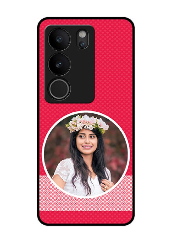Vivo V29 5G Custom Glass Phone Case - Pink Color Pattern Design