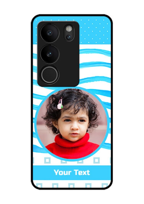 Vivo V29 5G Custom Glass Phone Case - Simple Blue Case Design