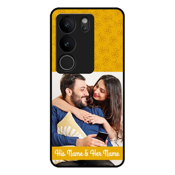 Vivo V29 5G Custom Glass Phone Case - Yellow Floral Design