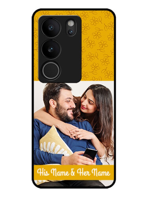 Custom Vivo V29 5G Custom Glass Phone Case - Yellow Floral Design