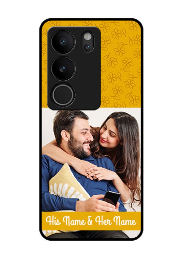 Vivo V29 5G Custom Glass Phone Case - Yellow Floral Design