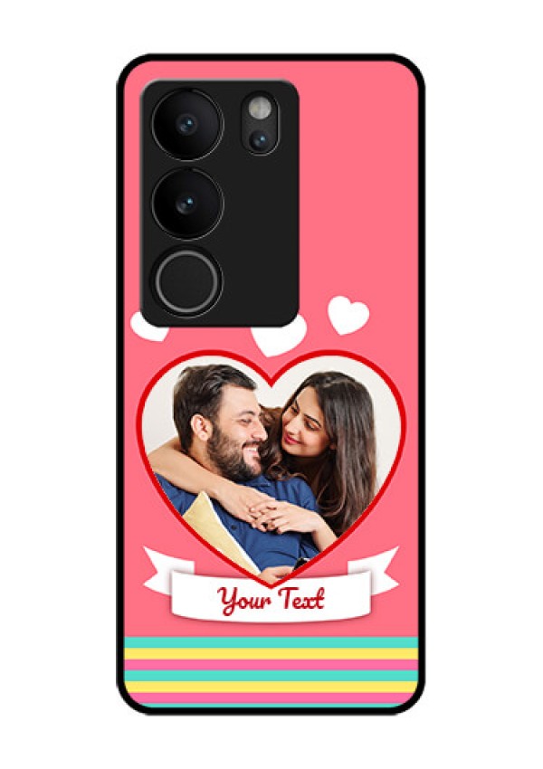 Vivo V29 5G Custom Glass Phone Case - Love Shapes Doodle Design
