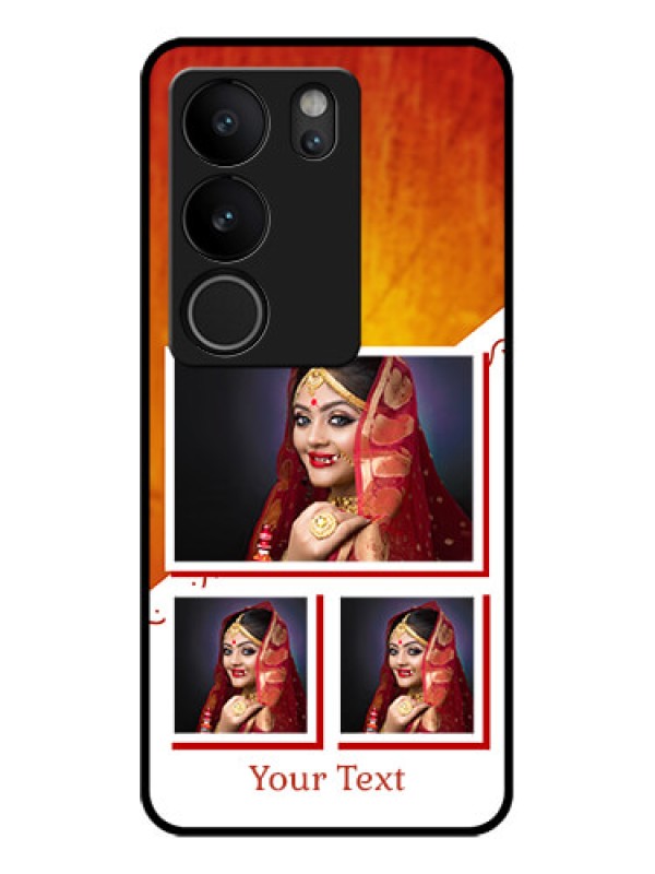 Custom Vivo V29 5G Custom Glass Phone Case - Wedding Memories Design