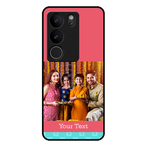 Vivo V29 5G Custom Glass Phone Case - Peach & Blue Color Design