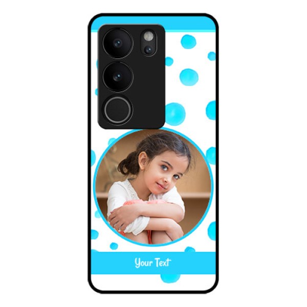 Vivo V29 5G Custom Glass Phone Case - Blue Bubbles Pattern Design