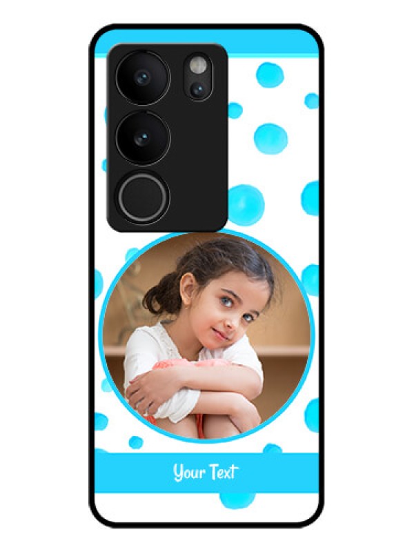 Custom Vivo V29 5G Custom Glass Phone Case - Blue Bubbles Pattern Design