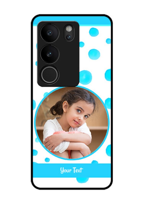 Vivo V29 5G Custom Glass Phone Case - Blue Bubbles Pattern Design