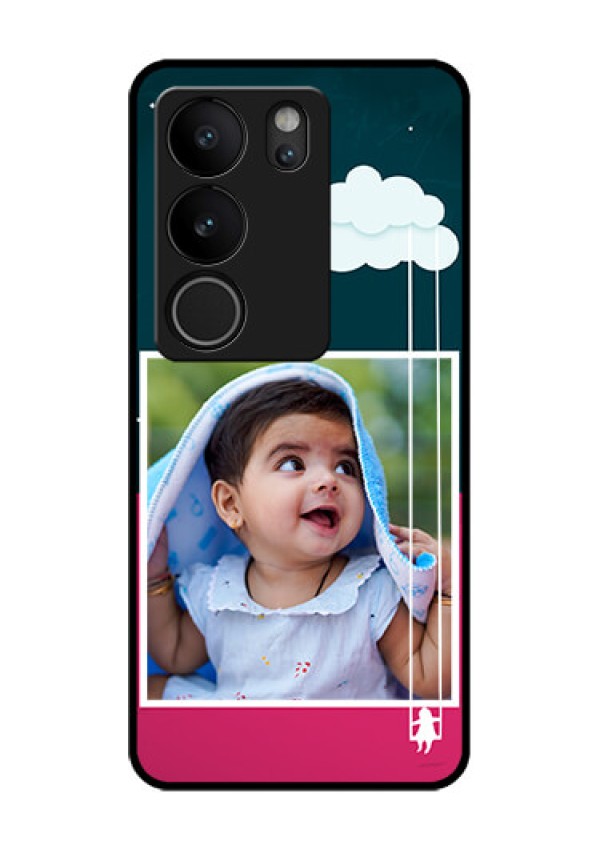 Vivo V29 5G Custom Glass Phone Case - Cute Girl With Cloud Design