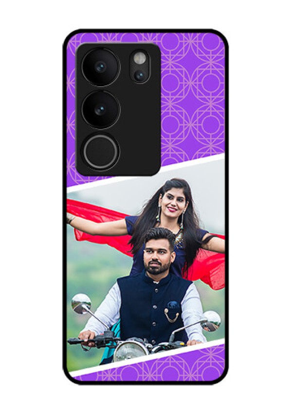 Vivo V29 5G Custom Glass Phone Case - Violet Color Pattern Design