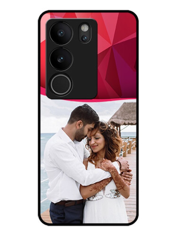 Custom Vivo V29 5G Custom Glass Phone Case - Red Abstract Design