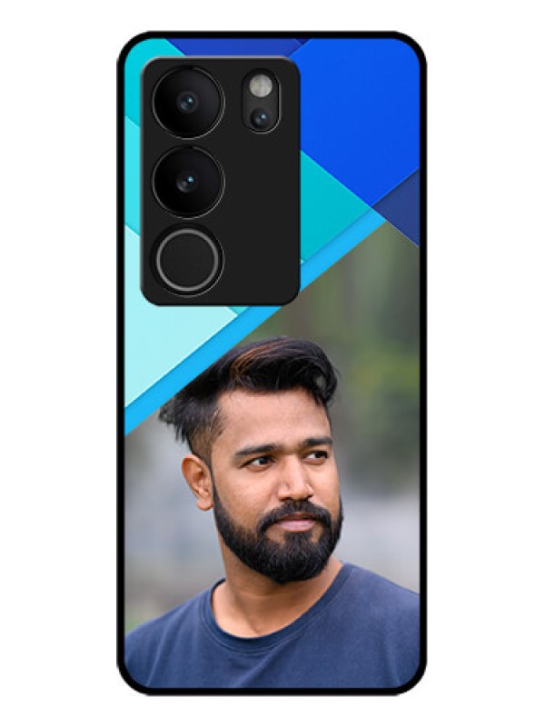 Custom Vivo V29 5G Custom Glass Phone Case - Blue Pattern Design
