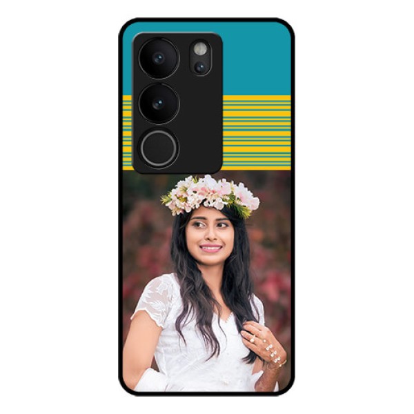 Vivo V29 5G Custom Glass Phone Case - Yellow & Blue Design