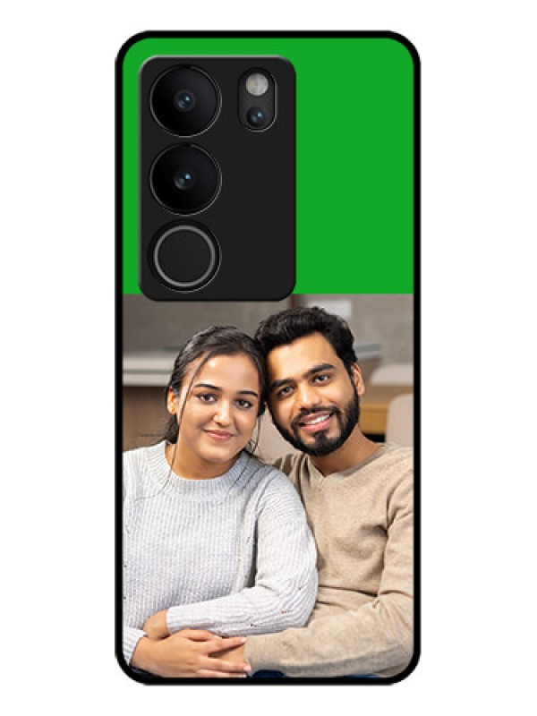 Custom Vivo V29 5G Custom Glass Phone Case - Green Pattern Design