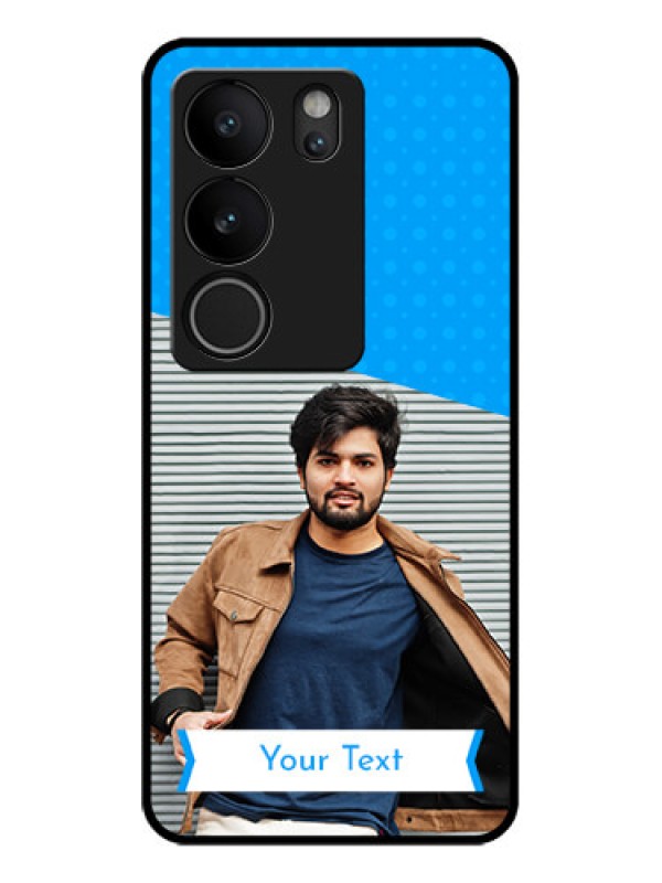 Custom Vivo V29 5G Custom Glass Phone Case - Simple Blue Color Design