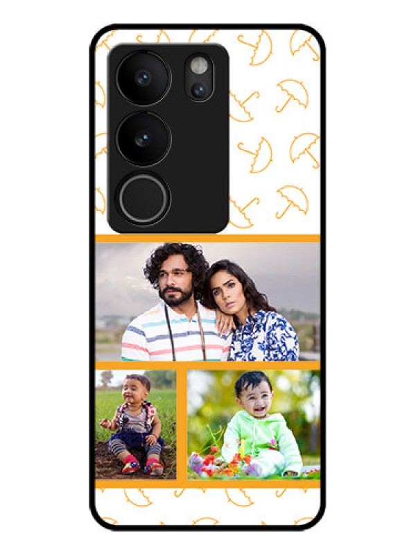 Custom Vivo V29 5G Custom Glass Phone Case - Yellow Pattern Design