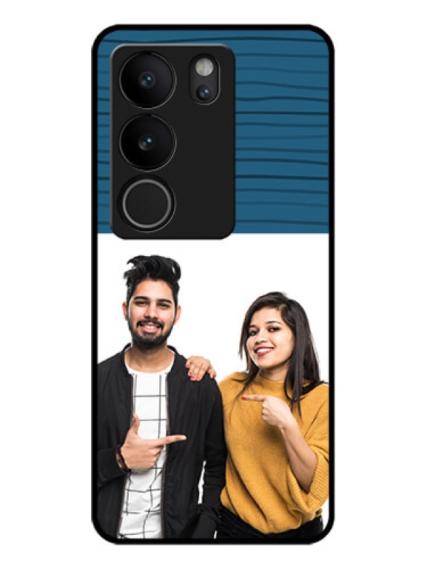 Custom Vivo V29 5G Custom Glass Phone Case - Blue Pattern Cover Design