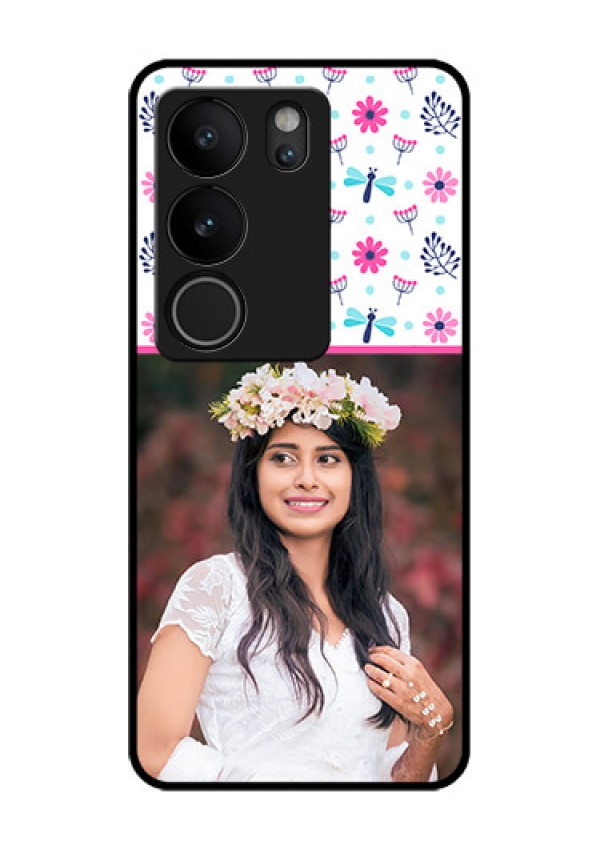 Vivo V29 5G Custom Glass Phone Case - Colorful Flower Design