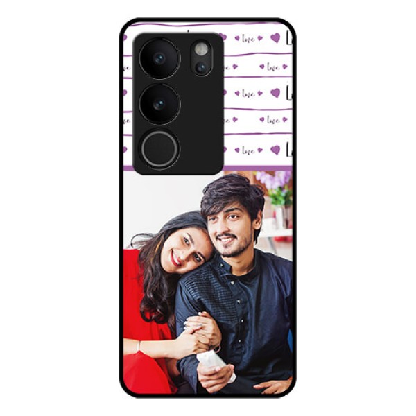 Vivo V29 5G Custom Glass Phone Case - Couples Heart Design