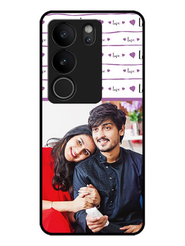 Custom Vivo V29 5G Custom Glass Phone Case - Couples Heart Design