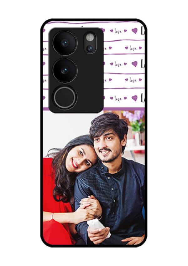 Vivo V29 5G Custom Glass Phone Case - Couples Heart Design