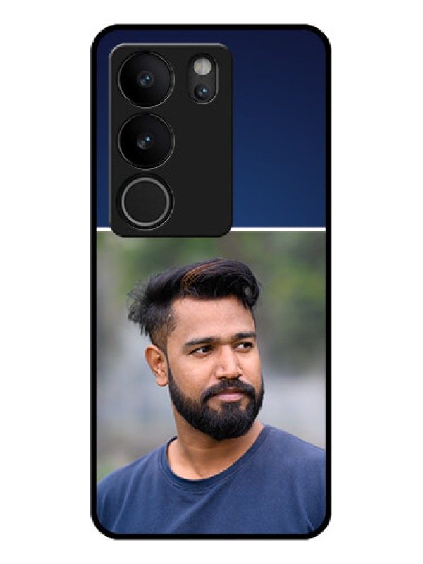 Custom Vivo V29 5G Custom Glass Phone Case - Simple Royal Blue Design