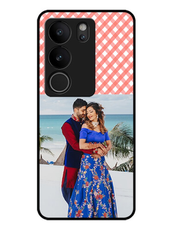 Custom Vivo V29 5G Custom Glass Phone Case - Pink Pattern Design