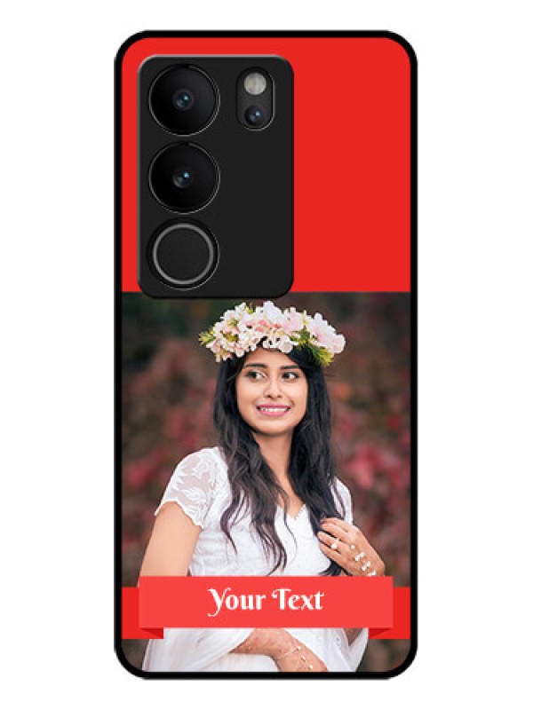 Custom Vivo V29 5G Custom Glass Phone Case - Simple Red Color Design