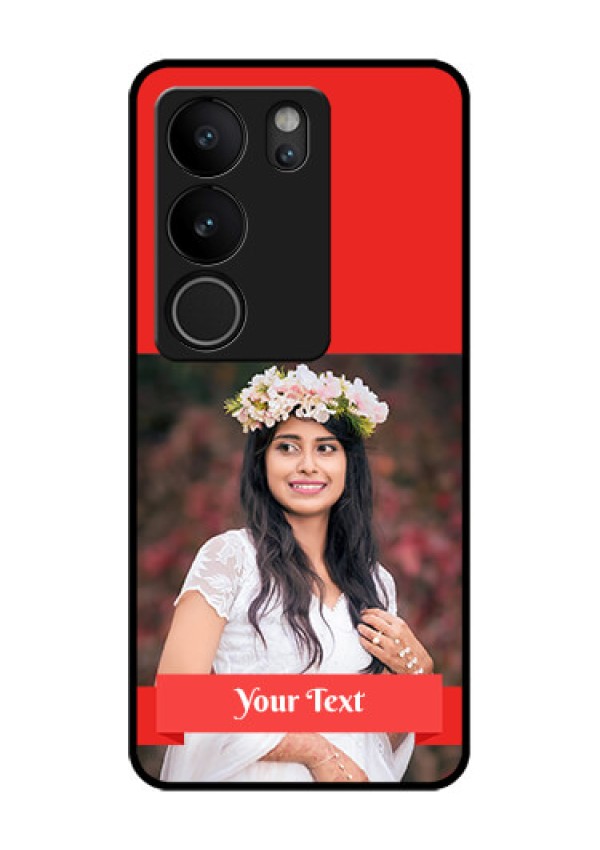 Vivo V29 5G Custom Glass Phone Case - Simple Red Color Design