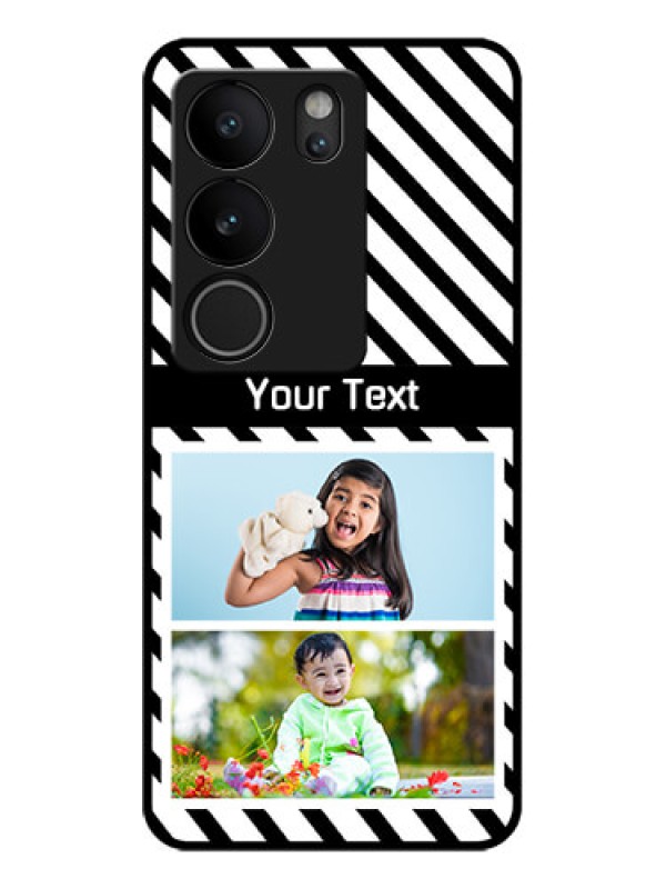 Custom Vivo V29 5G Custom Glass Phone Case - Black And White Stripes Design