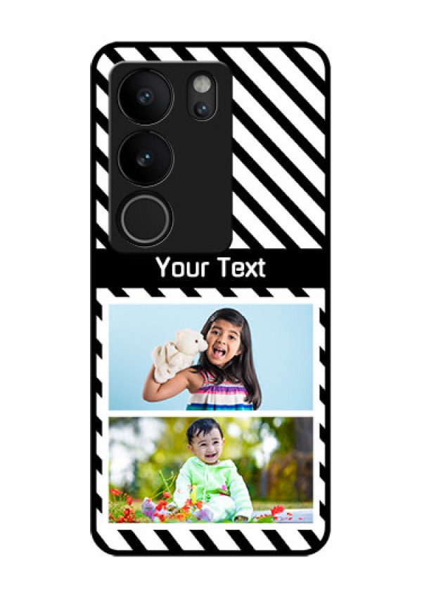 Vivo V29 5G Custom Glass Phone Case - Black And White Stripes Design