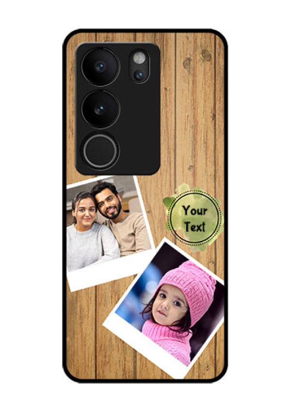 Vivo V29 5G Custom Glass Phone Case - Wooden Texture Design