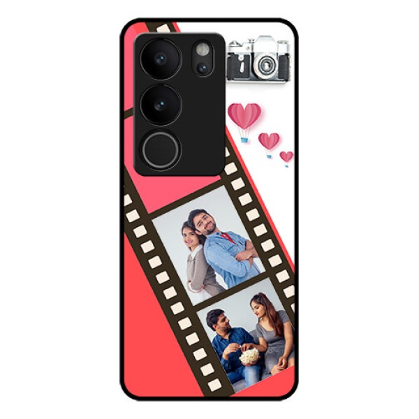 Vivo V29 5G Custom Glass Phone Case - 3 Image Holder With Film Reel Vivo V29 5G Custom Glass Phone Case - 3 Image Holder With Film Reel
