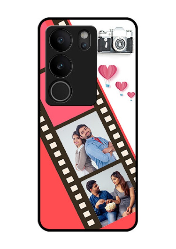 Vivo V29 5G Custom Glass Phone Case - 3 Image Holder With Film Reel