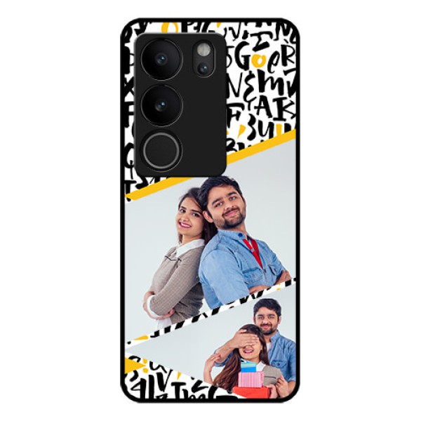 Vivo V29 5G Custom Glass Phone Case - Letters Pattern Design