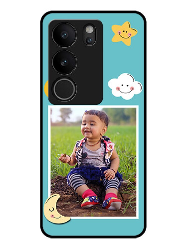 Custom Vivo V29 5G Custom Glass Phone Case - Smiley Kids Stars Design